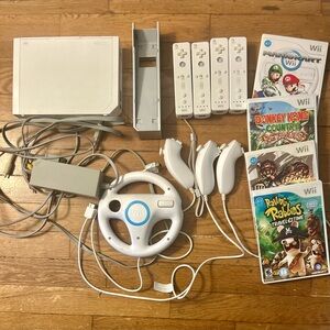 Nintendo Wii Console Bundle with White Controllers and Games